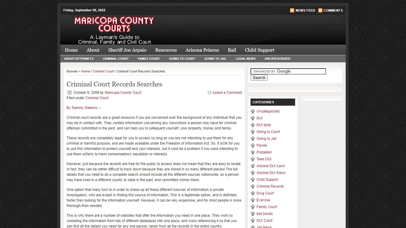 Criminal Court Records Searches - Maricopa County Court